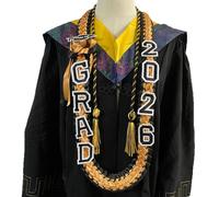Cordon tressé de remise de diplôme avec pompons à double tête pour baccalauréat académique Regalia Réglable Accessoire de début de baccalauréat Cordes tressées en polyester