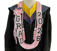 Cordon tressé de remise de diplôme avec pompons à double tête pour baccalauréat académique Regalia Réglable Accessoire de début de baccalauréat Cordes tressées en polyester