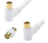 Cordon TV gold - M 9.52 mm - F 9.52 mm - coudé 90° - adaptateur - 2 m - bla