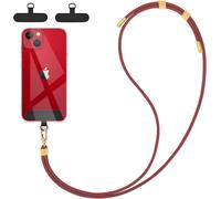 Cordon Universel Pour Smartphone ¿ Mains Libres, 2 Coussinets Et Mousqueton Amovible, Multifonction (Rouge)