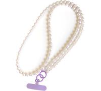 Cordon Universel Pour Téléphone Portable Avec Perles Pour Iphone Samsung Et La Plupart Des Smartphones - 1 Bandoulière, 1 Dragonne, 2 Patchs De Cordon - Blanc