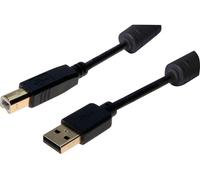 Cordon USB 2.0 type A / B avec ferrites noir - 3 m