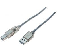 Cordon USB 2.0 type A / B transparent - 3,0 m