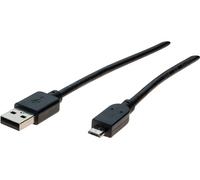Cordon USB 2.0 type A / micro B noir - 2,0 m