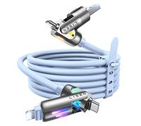 Cordons D'air Pour Iphone À Charge Rapide De 1,8 M,Câble De Charge 4 En 1 Avec Lumière,Câble De Charge Multiple Pour Iphone 17,16,15,14 Pro Max/Macbook/Ipad/Samsungs25,Cordon Bleu Ciel