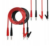 Cordons de test pour multimètre / alimentation de laboratoire - pinces crocodiles 1500V 15A 100cm (2 pcs - noir et rouge)