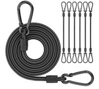 Cordons élastiques avec crochets, pack de mise à niveau de 120 cm de long, cordons élastiques robustes avec clips de mousqueton, lot de 6, sangles élastiques extra-fortes noires pour l'extérieur
