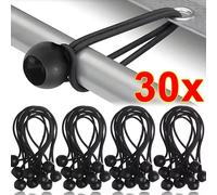 Cordons élastiques extensibles d'extérieur pour la fixation de tentes, de bâches, d'auvents et de canopés, robustes, pour le maintien de marchandises et d'abris. 10pcs black 20cm