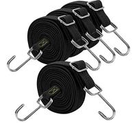 Cordons élastiques robustes et réglables avec crochets plats, 201 cm, avec crochets pour bagages, racks de toit, tarpaule, cargo, camps, bâches