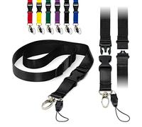 Cordons Noir Tour de Cou plats amovibles avec boucle Lanière Breakaway anti-étouffement clip en métal et boucle pour badge d'identité 20mm Lanyards pour Porte Badge Lot de 100 Pièces