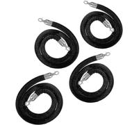 Cordons noirs en velours à mousquetons argentés, lots de 1 à 10 | Cordons de 32 mm à âme en mousse, 10 longueurs fixes, pour banques, accueils d’hôtel, théâtres, bureaux et expositions