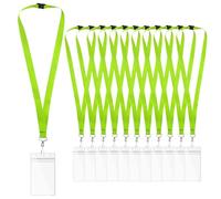 Cordons Tour de Cou avec Porte-Badge et Fermoir Sécurisé, Lanières en Polyester pour Carte d’Identité, Badges, École, Bureau et Événements, Vert Pomme, Lot de 12