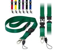 Cordons Vert Tour de Cou plats amovibles avec boucle Lanière Breakaway anti-étouffement clip en métal et boucle pour badge d'identité 20mm Lanyards pour Porte Badge Lot de 50 Pièces