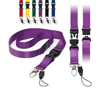 Cordons Violet Tour de Cou plats amovibles avec boucle Lanière Breakaway anti-étouffement clip en métal et boucle pour badge d'identité 20mm Lanyards pour Porte Badge Lot de 10 Pièces