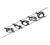 CorDuo Système sur câbles LED RoundMac Kit de base 5x200lm 5x4,5W 3000K 230/12V Noir mat#Chrome Noir mat#Chrome G