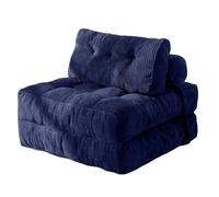 Corduroy Folding Sofa Bed Convertible Lazy Sleeper Chair with Backrest, No Assembly, Full Comfort for Living Room & Bedroom (Blue)