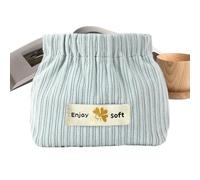 Corduroy Makeup Bag - Fashionable, Elastic Opening, Organizing Pouch