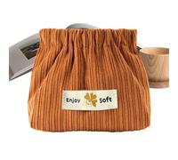 Corduroy Makeup Bag - Soft Small Cosmetic Pouch, Elastic Opening Organizer, Long Lasting Portable Fashion Storage | Multipurpose Hairpin Headband Jewelry Cotton Swab Holder for Travel Home Daily Use