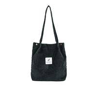 Corduroy Voyage Femmes Sac à Main Couleur Morte Mode Épaule Sac à Bandoulière Sacs à Bandoulière Dames Grand Avec Grandes Anses, Noir , Taille unique