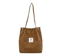 Corduroy Voyage Femmes Sac à Main Couleur Morte Mode Épaule Sac à Bandoulière Sacs à Bandoulière Dames Grand Avec Grandes Anses, café, Taille unique