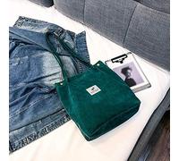 Corduroy Voyage Femmes Sac à Main Couleur Morte Mode Épaule Sac à Bandoulière Sacs à Bandoulière Dames Grand Avec Grandes Anses, vert, Taille unique
