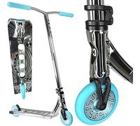 CORE CL1 Pro Park Trottinette freestyle - Hauteur : 86 cm - Roues de 110 mm - ABEC 9 - Pour débutants et professionnels - À partir de 10 ans - Chrome/turquoise