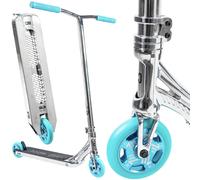 CORE SL3 Trottinette complète - Trottinette professionnelle pour tous les âges - Trottinette Pro pour enfants et adultes - Prêt à rouler - Chrome/bleu sarcelle