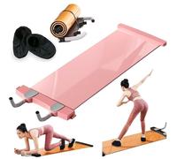 Core Training Planche coulissante pour exercice et entraînement des jambes, tapis de glisse pour planche abdominale, idéal pour le patinage et le hockey sur glace, rose, 180 cm