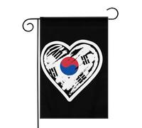 Corée du Sud Drapeau coréen Cœur Drapeaux de jardin (12,5 x 18 pouces) - Bannière aux couleurs éclatantes pour décoration extérieure de jardin et de maison