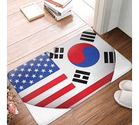 Corée du Sud Drapeau des États-Unis Cœur Paillasson Intérieur Absorbant Paillasson D'Entree Antidérapant Welcome Paillassons pour Salon Couloir Baignoire 40X60Cm