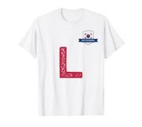 Corée du Sud Drapeau Homme Lettre L Rouge Corée du Sud WHT T-Shirt