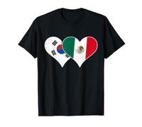 Corée du Sud Mexique - Drapeau en Forme de cœur Vieilli T-Shirt