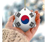 Corée du Sud Ornements à suspendre Amérique latine Pays Europe Asie Afrique Drapeaux ronds en céramique à suspendre Drapeau de ville Souvenir Boule de Noël Internationale pour décoration d'intérieur