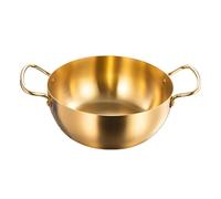 Corée Ramen Pot en acier inoxydable Double manche rapide Chauffage Ramen Ramen Nouilles Pot de cuisson pour le cuiseur à induction Deep Spacieuse durable Easy Clean (Or)