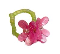 Coréen Styles Bagues florales élastiques réglables en perles légères pour femme Bijoux pour fête Fleur acrylique pour un usage quotidien, taille unique, Comme décrit, Comme décrit.