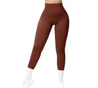 Coreex Legging 3D pour femme, anti-cellulite, compression, taille haute, push-up, opaque, pour yoga, lifting, taille haute, sport, avec poches, 02 - Marron, L