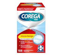 Corega Nettoyant intensif en TABS - Protection complète pour prothèses dentaires amovibles/troisième dents - 1 x 108 pastilles de nettoyage des dents