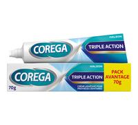 Corega Triple Action Crème Adhésive Goût Menthe Fixation Forte Prothèse Dentaire 70g
