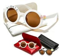 Coregiftr Polarized Kids Sunglasses for Girls Boys, Round Sun Glasses with Custom Name & Cute Icon for Beach Party Outdoor Activities