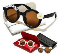 Coregiftr Polarized Kids Sunglasses for Girls Boys, Round Sun Glasses with Custom Name & Cute Icon for Beach Party Outdoor Activities