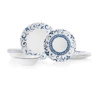 Corelle 3516 Service de vaisselle 12 pièces pour 4 pièces Résistant aux écailles, verre, artémis, vitrelle