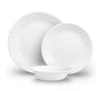 Corelle Bella Faenza Service de table pour 4 personnes comprenant 4 assiettes, assiettes à dessert et bols, 3 fois plus durables, moitié moins d'espace et de poids de la céramique, jusqu'à 80% de