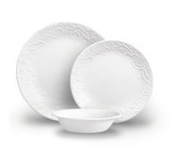 Corelle Bella Faenza Vaisselle pour 12 personnes | Vaisselle de qualité supérieure en verre Vitrelle™ triple pressé unique | Passe au four à 175 °C | Passe au micro-ondes | Passe au congélateur et au