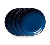 Corelle Lot de 4 bols à repas en grès artisanaux fabriqués à la main avec double perle - En grès émaillé massif - 21,6 cm - Bleu marine