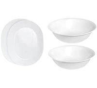 Corelle Lot de 4 plateaux de service de 31,5 cm, blanc givré d'hiver - Lot de 2 bols de service de 2 litres, blanc givré d'hiver