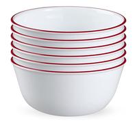 Corelle, Lot de 6 bols en verre avec bande rouge 800 ml