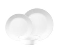 Corelle Service de table (12 pièces, blanc givré d'hiver) pour 4, 4 assiettes plates, assiettes à dessert et bols, 3 fois plus durable, moitié moins d'espace et poids de la céramique, jusqu'à 80% de