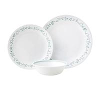Corelle Service de table (12 pièces, maison de campagne) - Service de table pour 4-4 assiettes plates, assiettes à dessert et bols 3 fois plus durables, moitié moins d'espace et poids de la