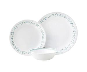 Corelle Service de table (12 pièces, maison de campagne) - Service de table pour 4-4 assiettes plates, assiettes à dessert et bols 3 fois plus durables, moitié moins d'espace et poids de la