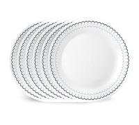 Corelle Service de table 6 pièces de 26 cm, verre Vitrelle triple couche, assiettes rondes légères, résistantes aux éclats et aux rayures, passent au micro-ondes et au lave-vaisselle, caspienne
